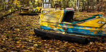 Abandoned bumper cars in Chernobyl amusement park Its  meters away from the famous Ferris wheel