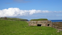 Abandoned bunker c and abandoned castle c Keiss Scotland 