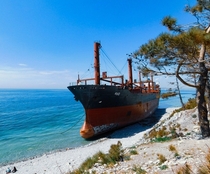 Abandoned cargo ship RIO Black Sea coast near Gelendzhik Russia