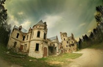 Abandoned castle in Russian countryside 