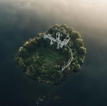 Abandoned castle located on an island in Roscommon Ireland built in 