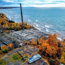 Abandoned Copper Mill Ruins on the Shore of Lake Superior 