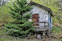 Abandoned cottage in a forest Sweden No trail or road leading to it