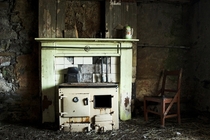 Abandoned crofters cottage stove 