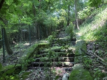 Abandoned cut stone staircase at the Pittsburgh Zoo
