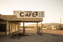 Abandoned diner and gas station in Desert Center California x 