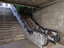 Abandoned escalator in road underpass Munich