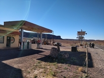 Abandoned gas station movie set in Morocco