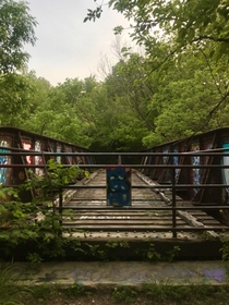Abandoned graffiti covered bridge Nebraska