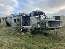 Abandoned helicopters in a MOD training facility Salisbury Plain UK OC