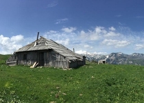 Abandoned herdsmens cottage Velika Planina Slovenia