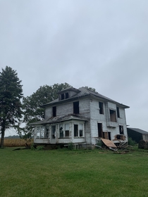 Abandoned House in Central Illinois in the Process of Being Demolished