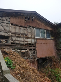 Abandoned house on Japanese island along the cliffs edge