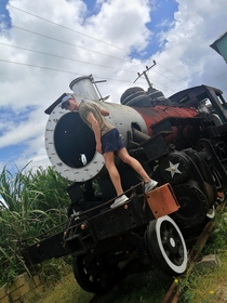 Abandoned locomotive at an old sugar cane plant in Cuba