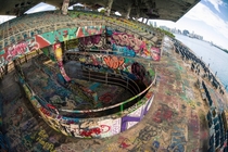 Abandoned Marine Stadium covered in Graffiti Miami Florida 