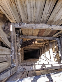 Abandoned mine shaft in the Mojave desert Evening Star Mine 