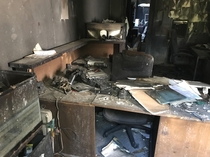 Abandoned office after fire came through in Calabasas CA
