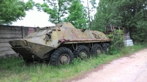 Abandoned old soviet military apc BTR-