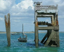 Abandoned pier colonial era in Mossuril Bay Mozambique 
