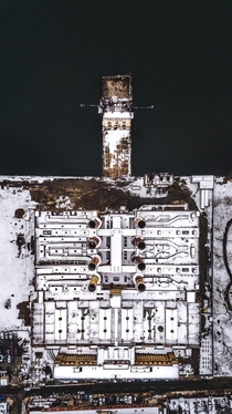 Abandoned power plant in Philadelphia shot from a drone