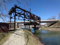 Abandoned railroad lift bridge over CampO Canal Williamsport Maryland
