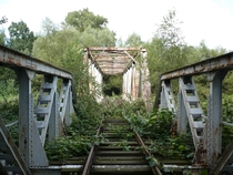 Abandoned railway bridge over Ziegenhalser Biele by Mohrau   