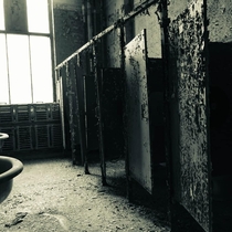 Abandoned restroom in factory