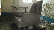 Abandoned s sofa from an abandoned town at the bottom of La Barranca de Huentitan Mexico