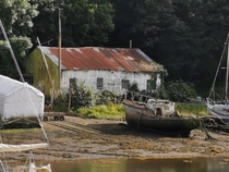 Abandoned shed and boat in Wales