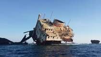 Abandoned shipwreck off the coast of Egypt 
