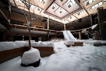 Abandoned Shopping Mall filled with snow 