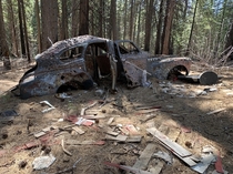 Abandoned shot up car Last Chance mine near Forrest Hill Northern California
