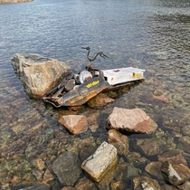Abandoned snowmobile far from civilization Location is Greenland