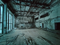 Abandoned sports hall in Pripyat Chernobyl