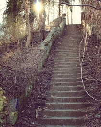 Abandoned Stairs Leading to the Hell House Altar in Ellicott City Maryland 