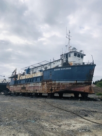 Abandoned Tender Vessel Bering Explorer in Seward Alaska