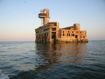 Abandoned test station of naval armament in Makhachkala Dagestan Caspian Sea 
