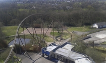 abandoned theme park from the top of the roller coaster