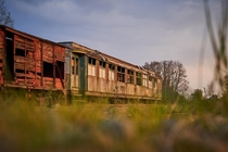 Abandoned train at sunset in Leuven Belgium