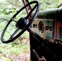 Abandoned truck in old quarry in Massachusetts