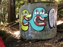 Abandoned water tower in Bay Area hiking trail 