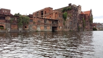 Abandoned waterfront buildings in Szczecin Poland 