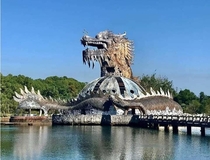 Abandoned waterpark Thuy Tien Lake Vietnam