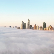 above the clouds in chicago this morning
