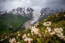 Adishi Glacier Svaneti Georgia The third day of an epic four day trek from Mestia to Ushguli 