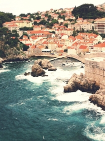 Adriatic sea brushing the banks of Dubrovnik Croatia 