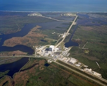 Aerial view of Launch Complex  including pads A and B and the VAB 