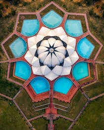 Aerial View of Lotus Temple at Delhi India 