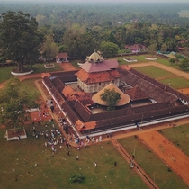 Aerial view of Peruvanam Mahadev Temple Kerala India