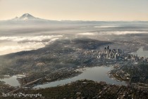 Aerial view of Seattle amp Mount Rainier x-post from rpics 